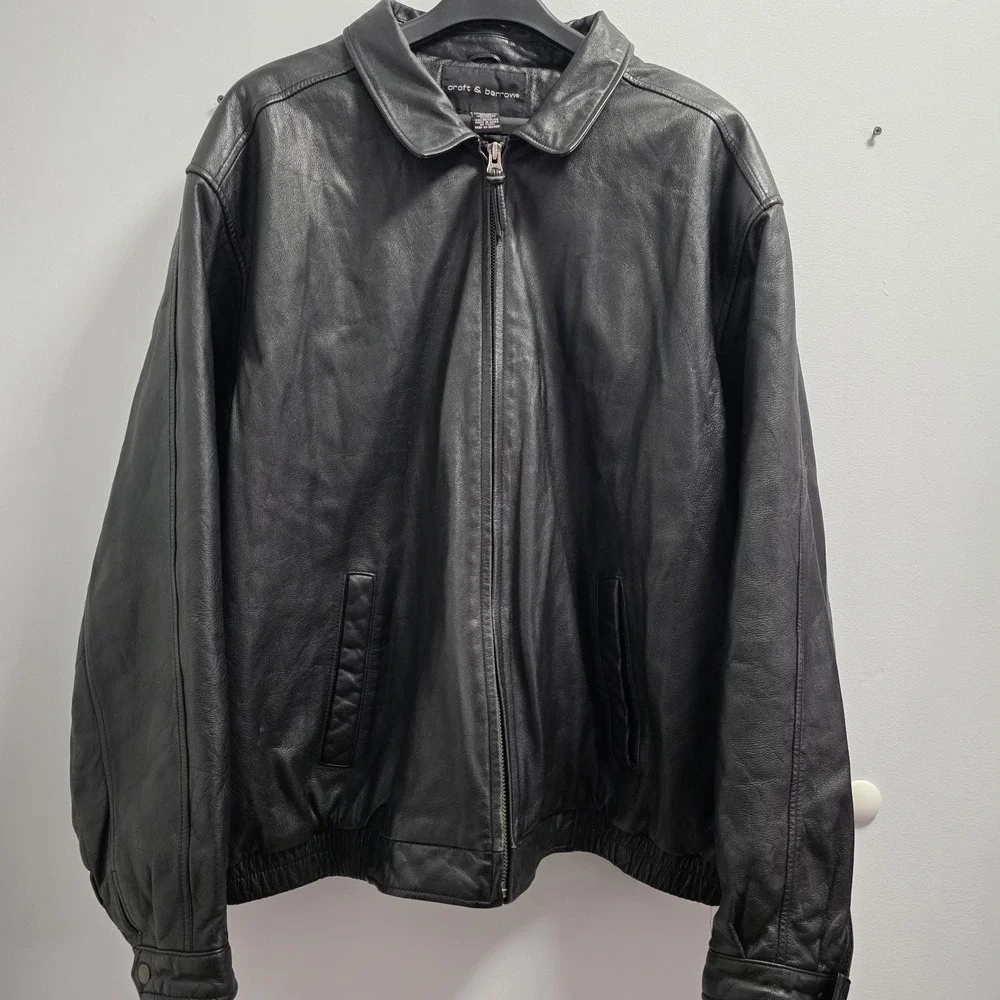 Croft & Barrow Jacket Mens XXLT Genuine Leather Bomber Quilted Lined‎ Classic